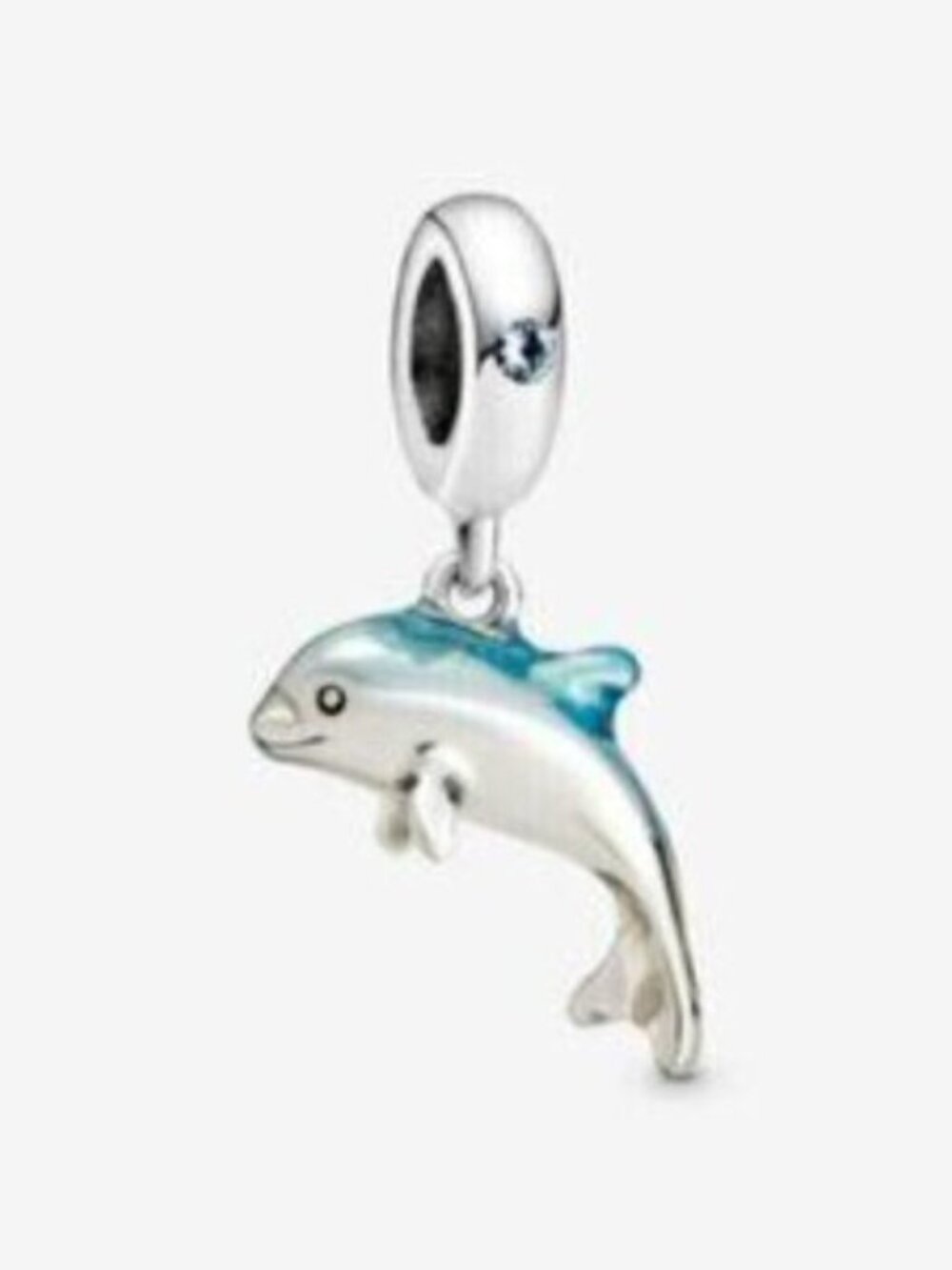 Pandora Silver Dolphin Charm with Blue Enamel Accent